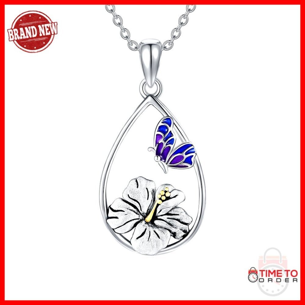 Sterling Silver Flower Pendant Necklace 925 Silver Cable Chain 18+2 Inch